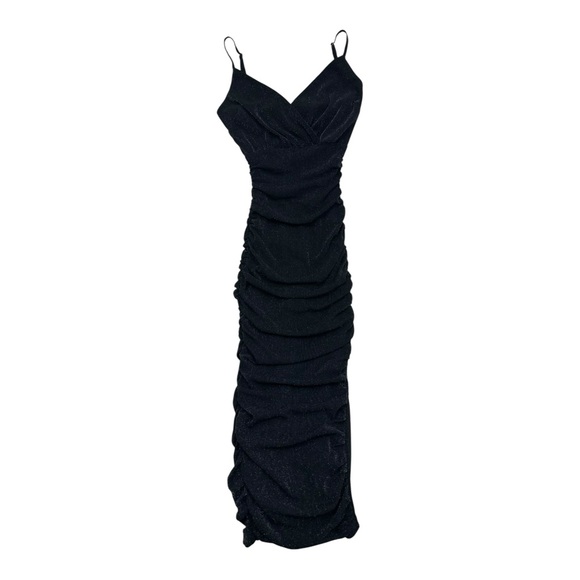 Papaya Black Shimmer Ruched Dress - Size Medium - Picture 1 of 6